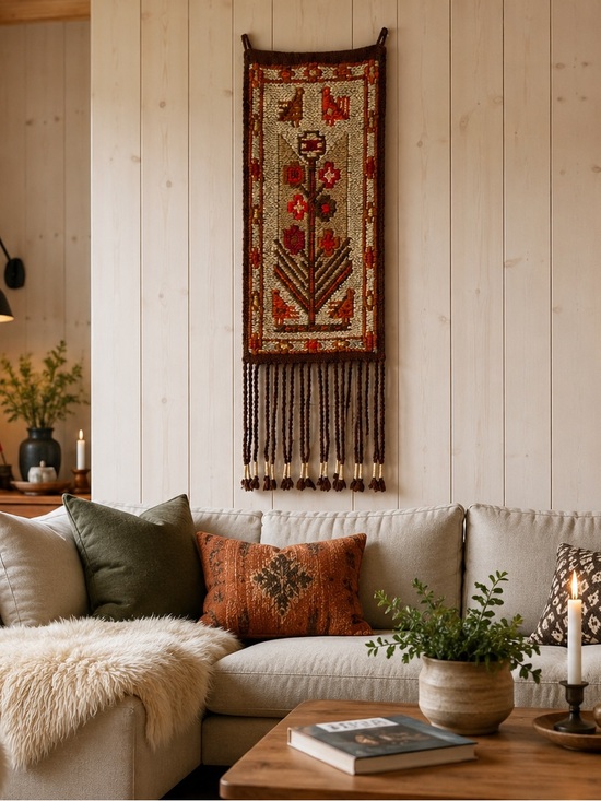 Vintage Other - Norwegian folk-inspired textile art wall decor